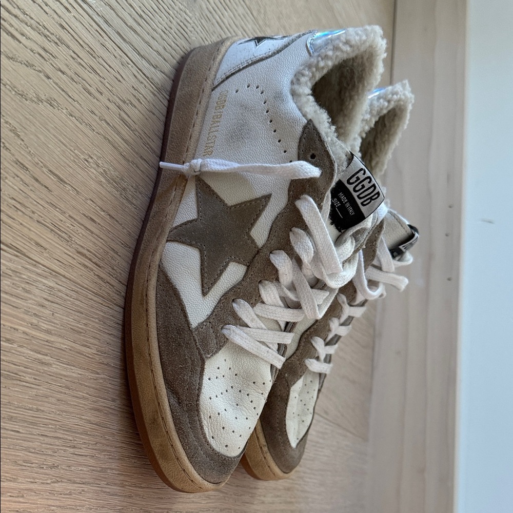 Golden Goose White and Brown Sneakers